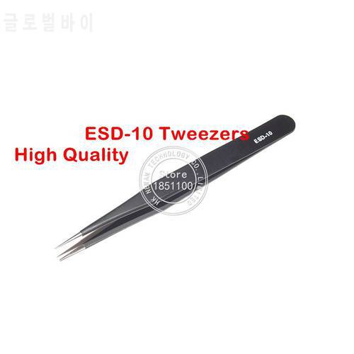 Highly Commend Anti-acid Non-corrosive Stainless Steel Tweezer Fine Tip Straight Forceps ESD-10