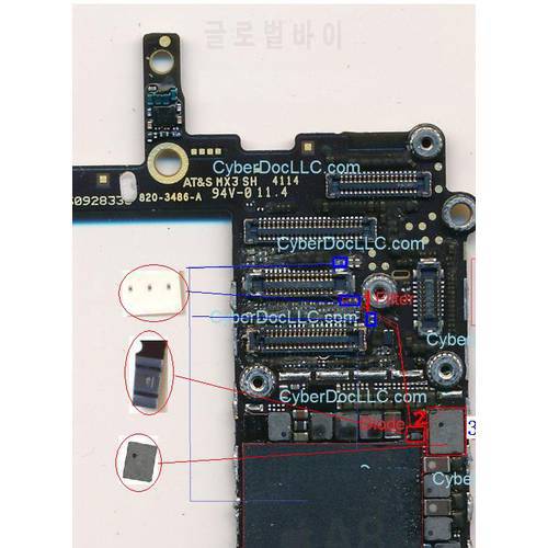 50Sets/lot=250PCS backlight fix kit for iPhone 6G 6 PLUS D1501 Backlight diode + L1503 coil + back light filter fuses on Board