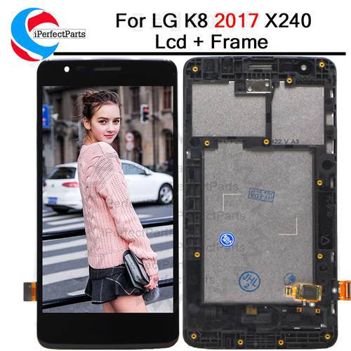 5.0&39&39 For LG K8 2017 X240 LCD Display Touch Screen Digitizer with Bezel Frame Full Assembly For LG X240 LCD