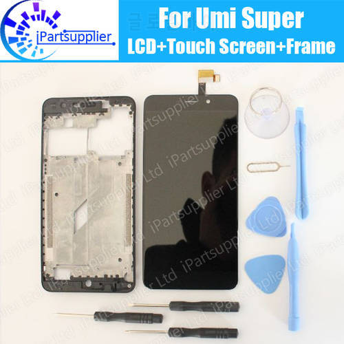 UMI Super LCD Display with Touch Screen Assembly+Middle Frame 100% Original LCD+Touch Digitizer for UMI Super F-550028X2N