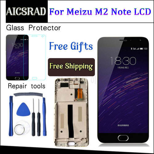 AICSRAD LCD Display + Digitizer Touch Screen assembly For Meizu M571 M2 Note Cellphone 5.5 inch Meilan Note2 With Frame