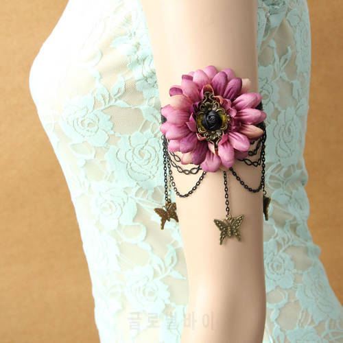 New Women Armlet Black Lace Layered Tassel Butterfly Flower Rose Arm Band Armband Bracelet Dance Retro Jewelry Boho Summer