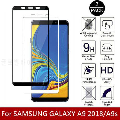 2Pcs Tempered Glass For Samsung Galaxy A9 2018 Full Cover Screen Protector 9H 2.5D Phone On Protective Glass For A9s Glass