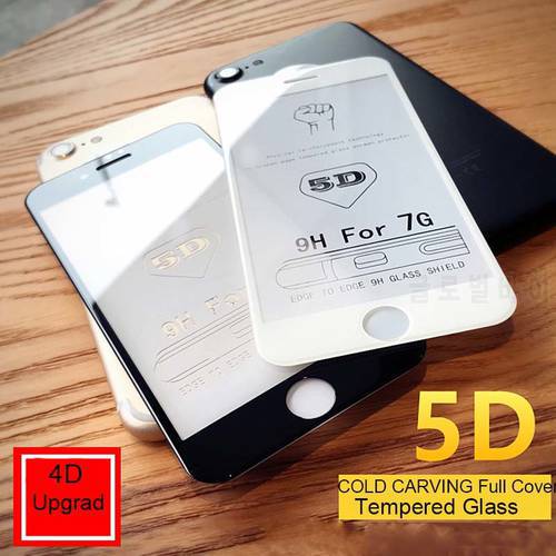 New Upgrade 4D 5D Cold Carving Full Curved Screen Protector For iPhone 7 6 6s 9H Tempered Glass Guard Film For iphone 7 plus