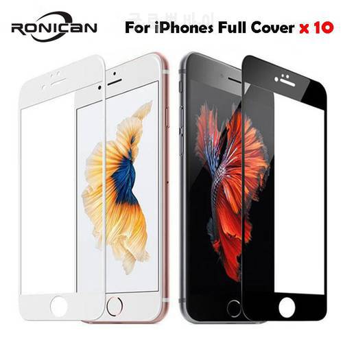 10Pcs Full Cover Tempered Glass For iPhone 7 8 Plus X XR XS 11 Pro Max Screen Protector Film For iPhone 6 6S Plus 5 5s 5C SE