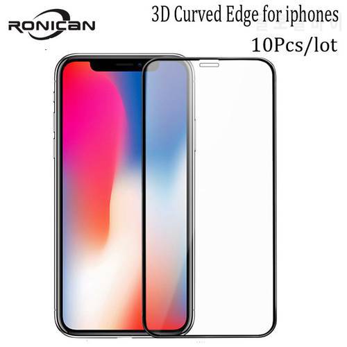 10Pcs For iPhone X XR XS 11Pro Max 3D Curved Edge 9H Tempered Glass Screen Protector Carbon Fiber Film For iPhone 6 6s 7 8 Plus