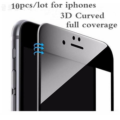10Pcs 3D Curved Soft Edge Tempered Glass For iPhone 7 8 6 6s Plus Phone Screen Protector Film For iPhone X XR XS 11Pro Max Case