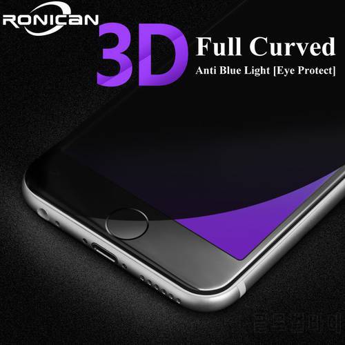 RONICAN 9H 3D Full Cover Anti Blue Light Tempered Glass Screen Protector for iPhone 6 Plus Curved Film Soft Edge for iphone 6 6s