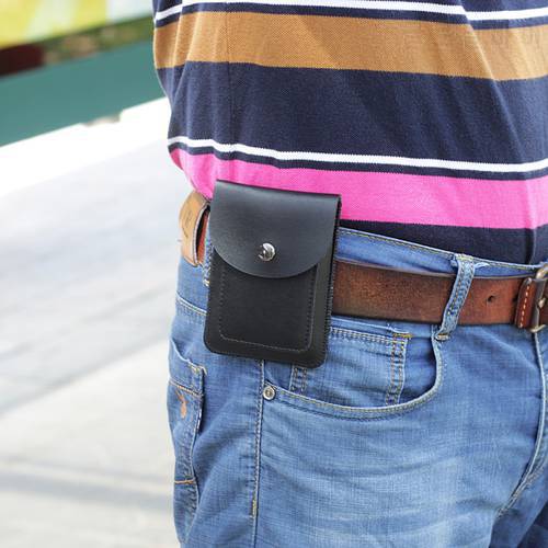 Mini slim waist bag Men small belt pocket Hanging belt cover package Common Cash Card phone pouch case