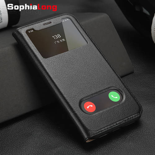 SophiaLong Cases for iPhone XS XR Case Genuine Leather Cover for iPhone X XS Max Luxury Flip Case Call Display 10 S Coque Fundas
