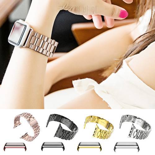 Besegad Stainless Steel Watch Band Strap w/ PC Screen Film Case Cover Shell Bumper for Apple Watch iWatch Series 1 2 3 38mm 42mm