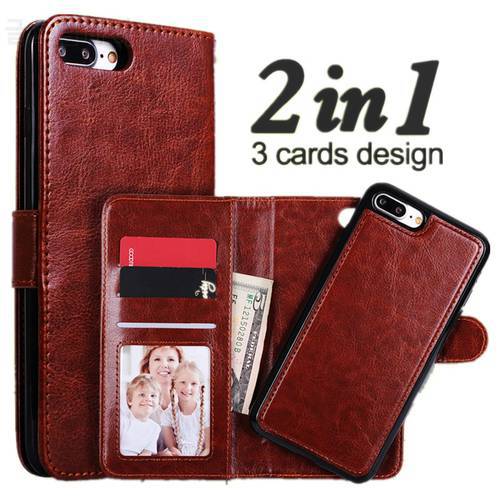 For iPhone 7 Plus Case Luxury Magnetic Wallet 2 In 1 Detachable Flip Leather Cover For iPhone 7 6 6S Plus Case Lanyard Card Slot