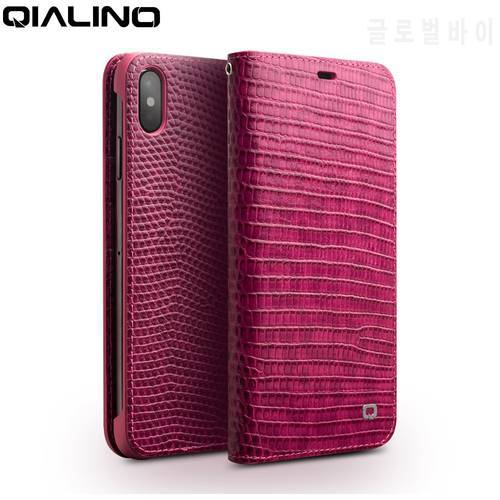 QIALINO Luxury Ultrathin Handmade Lady Case for iPhone X/XR/XS Max Genuine Leather Fashion Women Flip Cover for iPhone11 Pro Max