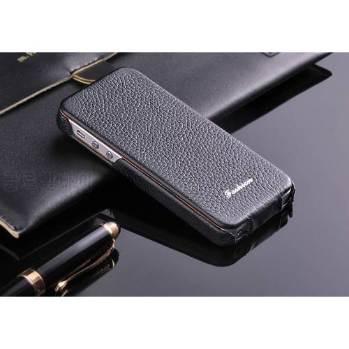 100% Genuine Leather Vertical Flip Case for iPhone 5 5S SE Litchi Stria Real Leather High Quality with Free Screen Protector