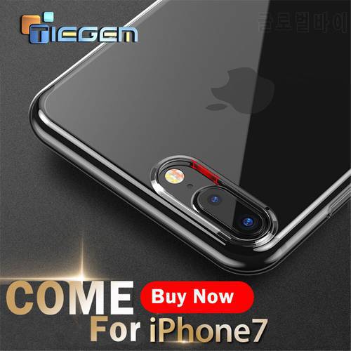 TIEGEM Phone Cases for iPhone 7 8 6 6S Plus Case Crystal Clear TPU Silicone Cover for iPhone X 5 5s SE Phone Bags & Cases