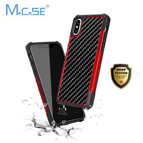 Mcase Business Real Carbon Fiber Case for iPhone X XS Case Shockproof Cover Luxury Soft TPU Anti-Shock for iPhone 7 8 7Plus8Plus