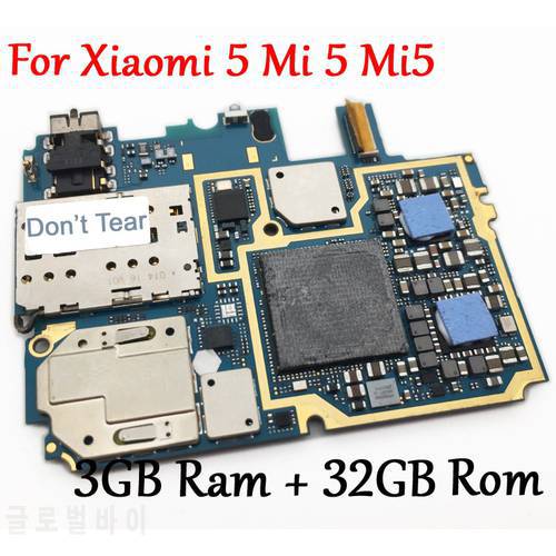 100% Tested Full Work Original Unlock Motherboard For Xiaomi 5 Mi 5 Mi5 M5 3GB+32GB Logic Circuit Board Plate Global Firmware