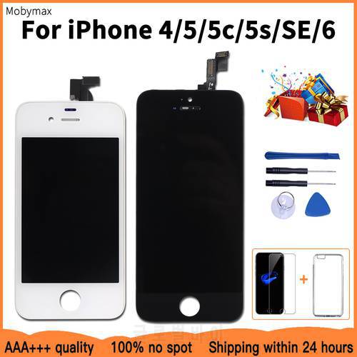 LCD Display For iPhone 6 5 5c 5s SE 7 8 Plus touch Screen Replacement for iPhone 4 4S 6S +Tempered Glass+Tools+TPU Case