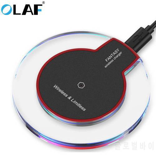 Olaf QI Wireless Charger For iPhone XS Max XR Phone LED USB Wireless Charger Fast Charging For Samsung Galaxy S8 S9 Plus adapter