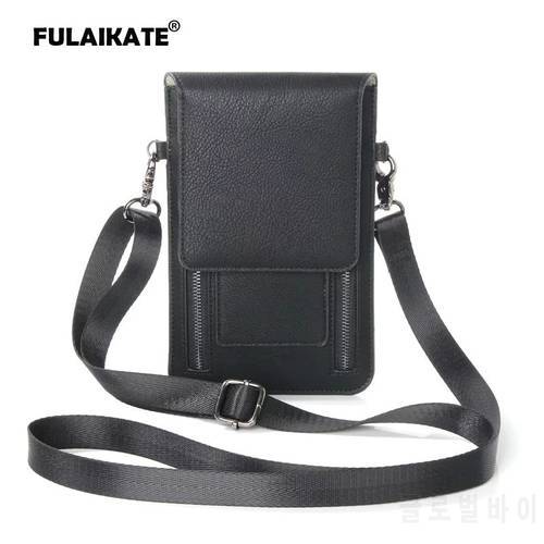 FULAIKATE Litchi Universal Shoulder Bag for iPhone6s 7 Plus Card Pocket Case for Samsung Galaxy S8Plus MEGA 6.3 Note5 Pouch