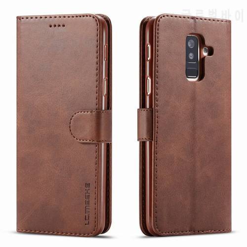 Phone Case For Samsung Galaxy A6 Plus 2018 Case Cover Luxury Magnetic Flip Vintage Wallet Leather Bag For SAMSUNAG A 6 Plus Etui