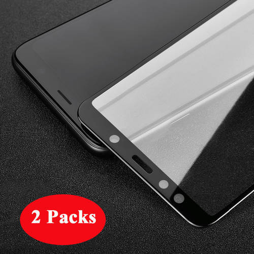 MUCHI 2 Packs Full Tempered Glass For Samsung Galaxy A7 2018 Explosion-Proof Screen Protector Film For Samsung A9 2018 Glasses