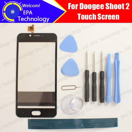 5.0&39&39 DOOGEE Shoot 2 Touch Screen Glass 100% Guarantee Original New Glass Panel Touch Screen For DOOGEE Shoot 2+ tools+Adhesive