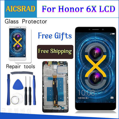 AICSRAD LCD Display For Huawei Honor 6X BLN-L24 BLN-AL10 BLN-L21 BLN-L22 touch screen Digitizer Assembly Frame with Free Tools