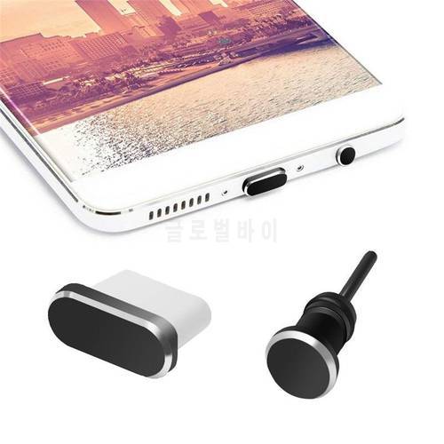 USB C Aluminum Dust Plug Set TYPE-C Charging Port 3.5mm Headphone Jack Cell Phone Accessories For Samsung S10 S9 Huawei Mate 20
