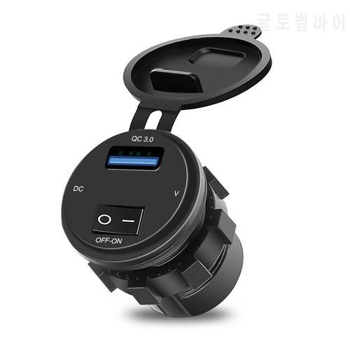 KEBIDU 12V-24V USB Car Charger With Led Light Power Adaptor Car Socket Separate Switch For QO3.0 For Car