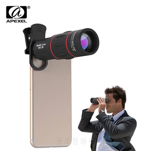 APEXEL phone camera lens 18X Telescope Telephoto lens 18x25 Monocular for iPhone X XS max Samsung s9 plu android ios smartphones
