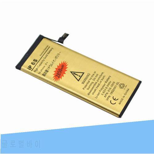 15pcs /lot 2850mAh 0 zero cycle Replacement Gold Li-Polymer Battery For iPhone 6S 6 S Accumulator Batteries