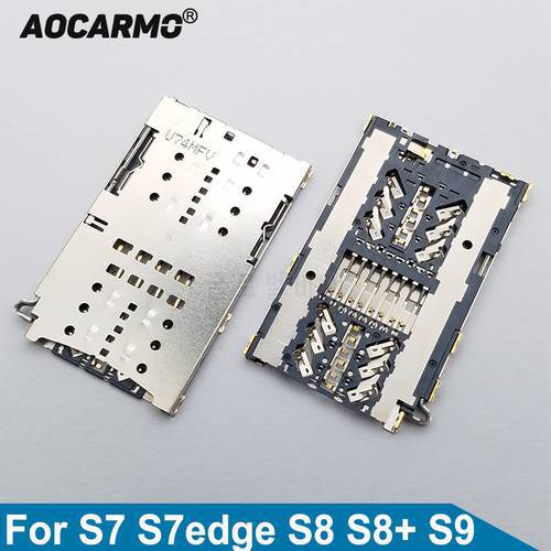 Aocarmo SIM Reader Card Holder On Board Connector For Samsung Galaxy S7 S7edge S8 S8+ S9 G9350 G9300 G9500 G9550 G9600 Plus Edge