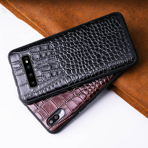Luxury Genuine Cow Skin Leather Back Phone Case Real Cowhide Crocodile Grain Cover for Samsung Galaxy S10 S10e S10 Plus S10+