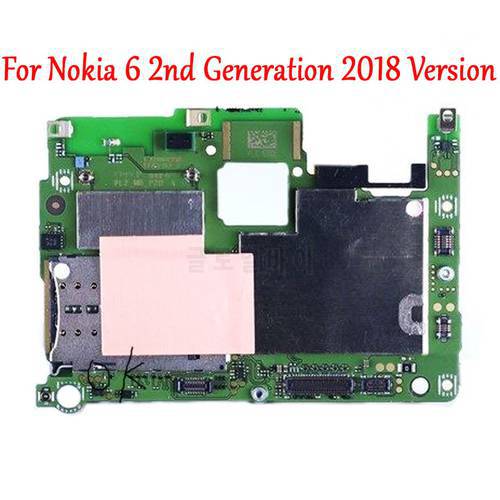 Tested Full Work Original Unlock Mobile Electronic Panel Motherboard Circuits Cable For Nokia 6 2nd Generation 2018 Version 32GB