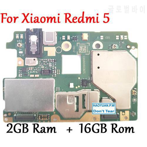 Global Firmware Tested Full Work Original Unlock Motherboard For Xiaomi Hongmi Redmi 5 2GB+16GB Logic Circuit with Chips