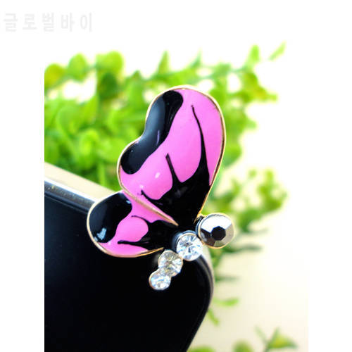 Colorful oil Butterfly Design Mobile Phone Ear Cap Dust Plug For Iphone For Samsung And All 3.3mm Earphone Dust Plug