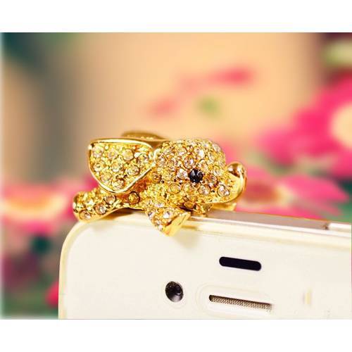 Cute Dumbo Design with Diamond Mobile Phone Ear Cap Dust Plug for Iphone for Xiaomi and All 3.5mm Earphone Dust Plug