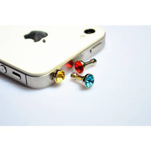 Shinning Colorful Diamond 3.5 Mm Earphone Plug Headphones Hole Dustproof Plug Universal Mobile Phone Earphone for Iphone Huawei
