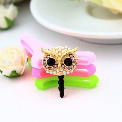 Owl Design Studded With Pearls Mobile Phone Ear Cap Dust Plug For Iphone For Samsung 3.5mm Earphone Dust Plug
