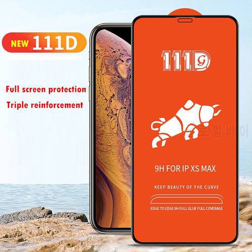 111D Protective glass on For iPhone 11 6 6S 7 8 Full Cover for iPhone X XS Max Screen protector Glass on iPhone XR 6 Plus Curved