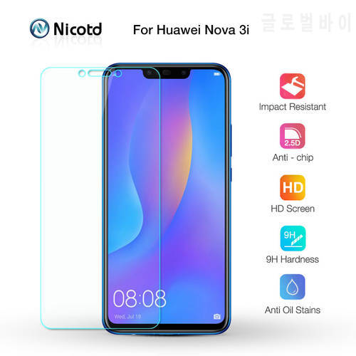 Nicotd 2.5D 9H Premium Tempered Glass For Huawei P Smart Plus + Screen Protector protective film For Huawei nova 3i 6.3 inch