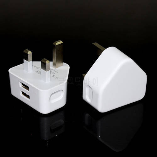 2.1A Fast Dual Twin 2 Port USB Charging UK Plug Wall Plug Adapter 3 Pin Mobile Phone Chargers White