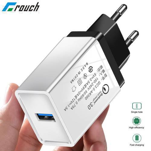 Crouch Quick Charger 3.0 5V/3A USB Charger For iPhone XS 7 8 QC 3.0 EU Fast Wall Travel Charger For Samsung Xiaomi mi9 Huawei LG