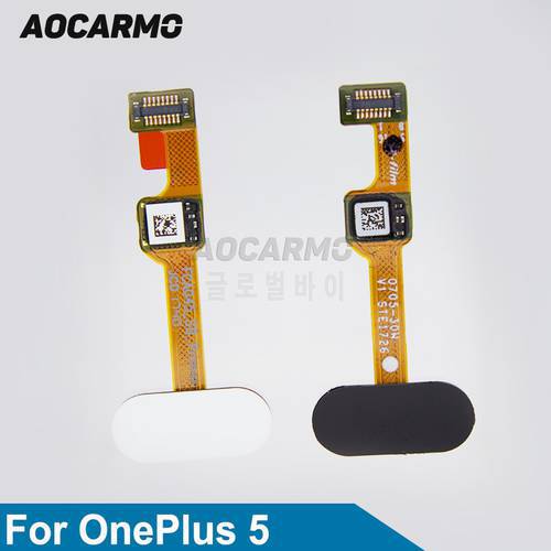 Aocarmo White/Black Home Back Button Fingerprint Sensor Scanner Flex Cable For Oneplus 5 A5000