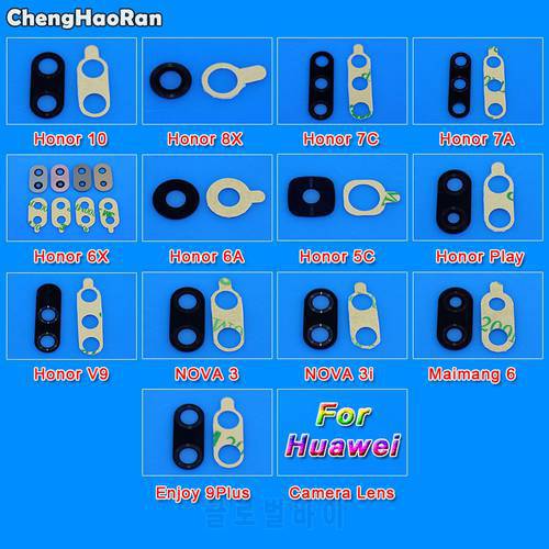 ChengHaoRan For Huawei Honor 10 8X 7C 7A 6X 6A 5C V9 Play NOVA 3 3i Maimang 6 Rear Back Camera Glass Lens with Adhesive Sticker