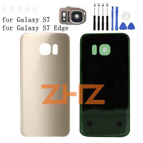 For SAMSUNG Galaxy S7 G930/ S7 EDGE G935 Battery Back Cover Door Rear Glass Housing Case Battery Cover +Camera Glass Lens Frame