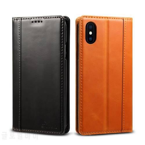 4 Color For iPhone X XR XS Max Magnetic Wallet Genuine Leather Pouch Flip Case Business Phone Cover For iPhoneX Card Holder