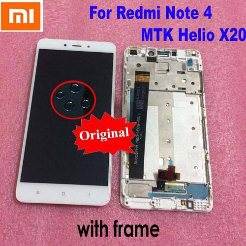 Original 10 Point Touch Screen Digitizer Sensor LCD Display Assembly + Frame For Xiaomi Redmi Note 4 Note4 Note 4x MTK Helio X20