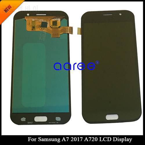 Tracking No. 100% tested Super AMOLED For Samsung A720 LCD A7 2017 Display LCD Screen Touch Digitizer Assembly
